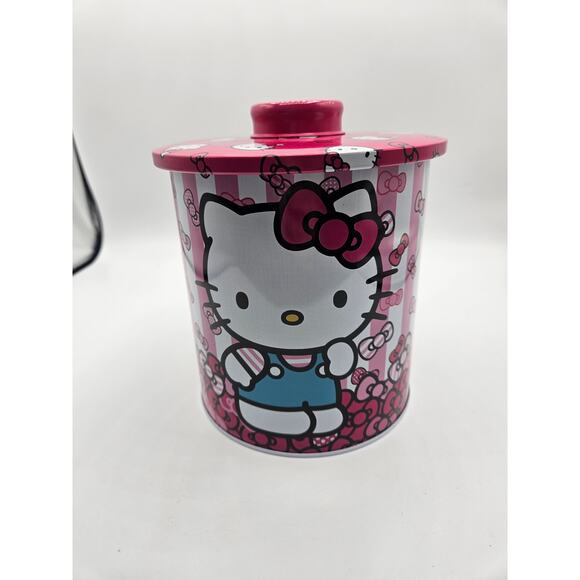 Hello Kitty Sanrio Tin Kitchen Canister Round‎ Cookie Jar Pink White NWT - Picture 4 of 8